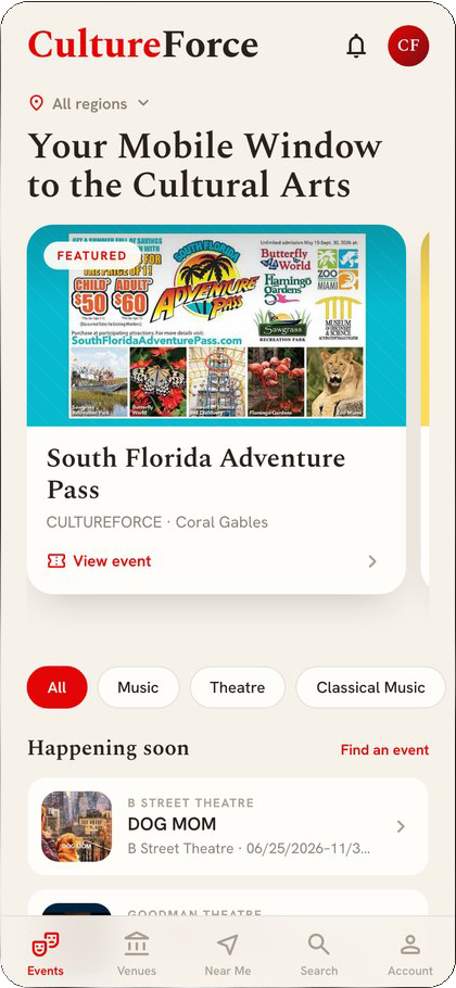 CultureForce: Mobile: event discovery